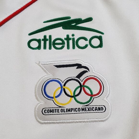 Mexico Atletica Olympic Polo Shirt Size M Mayaguez 2010 White Patches Mens - Picture 5 of 16